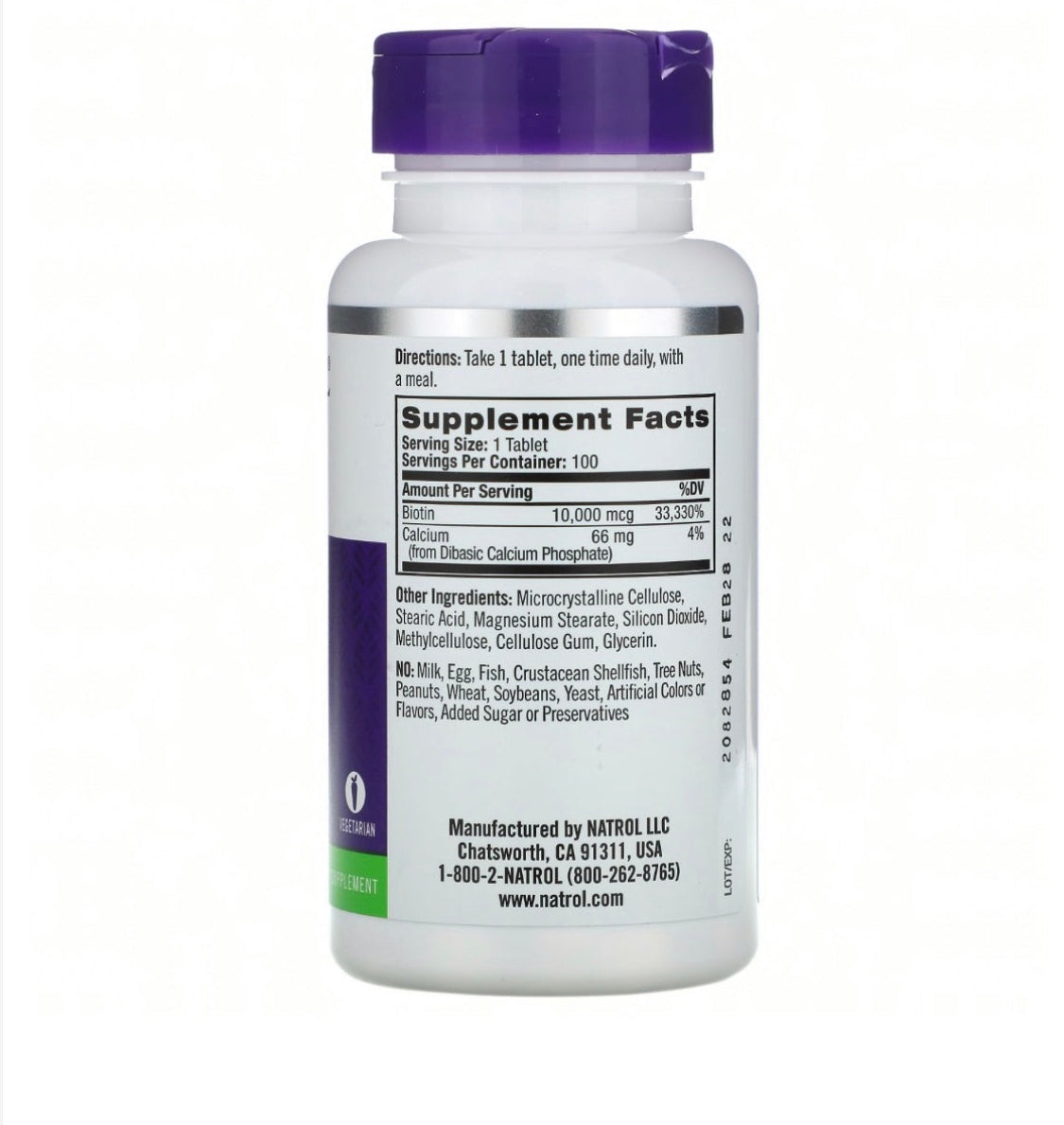 Biotin, Maximum Strength, 10,000 mcg, 100 Tablets Minoustore