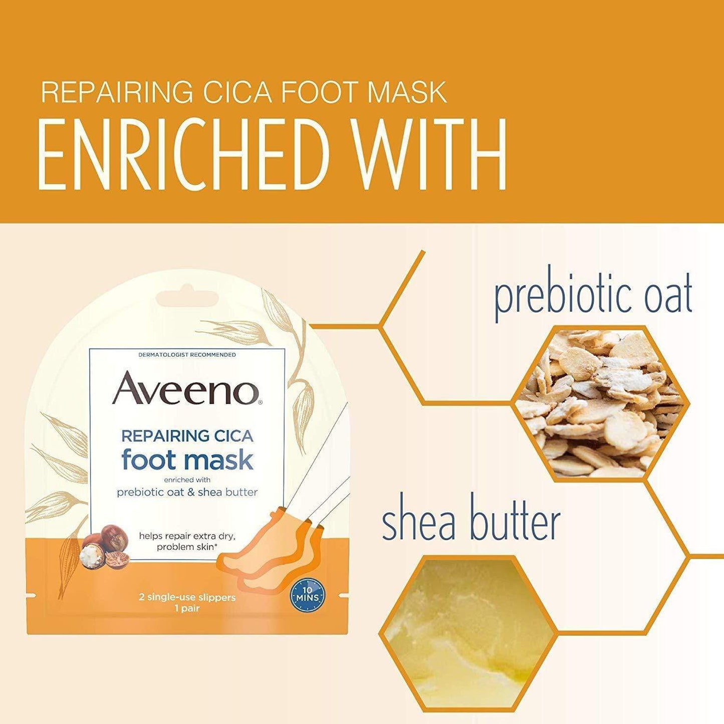 Aveeno Repairing CICA Foot Mask (Pack of 5) Minoustore