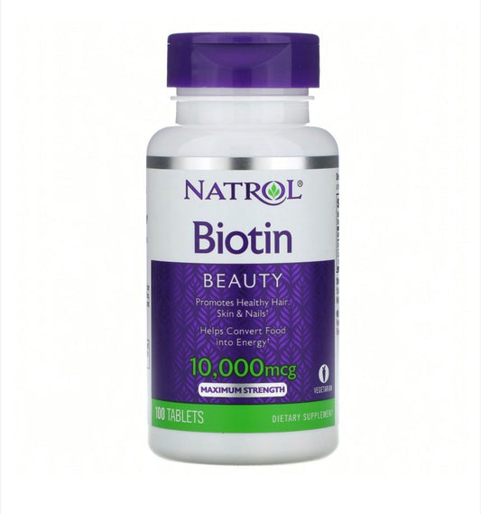 Biotin, Maximum Strength, 10,000 mcg, 100 Tablets Minoustore