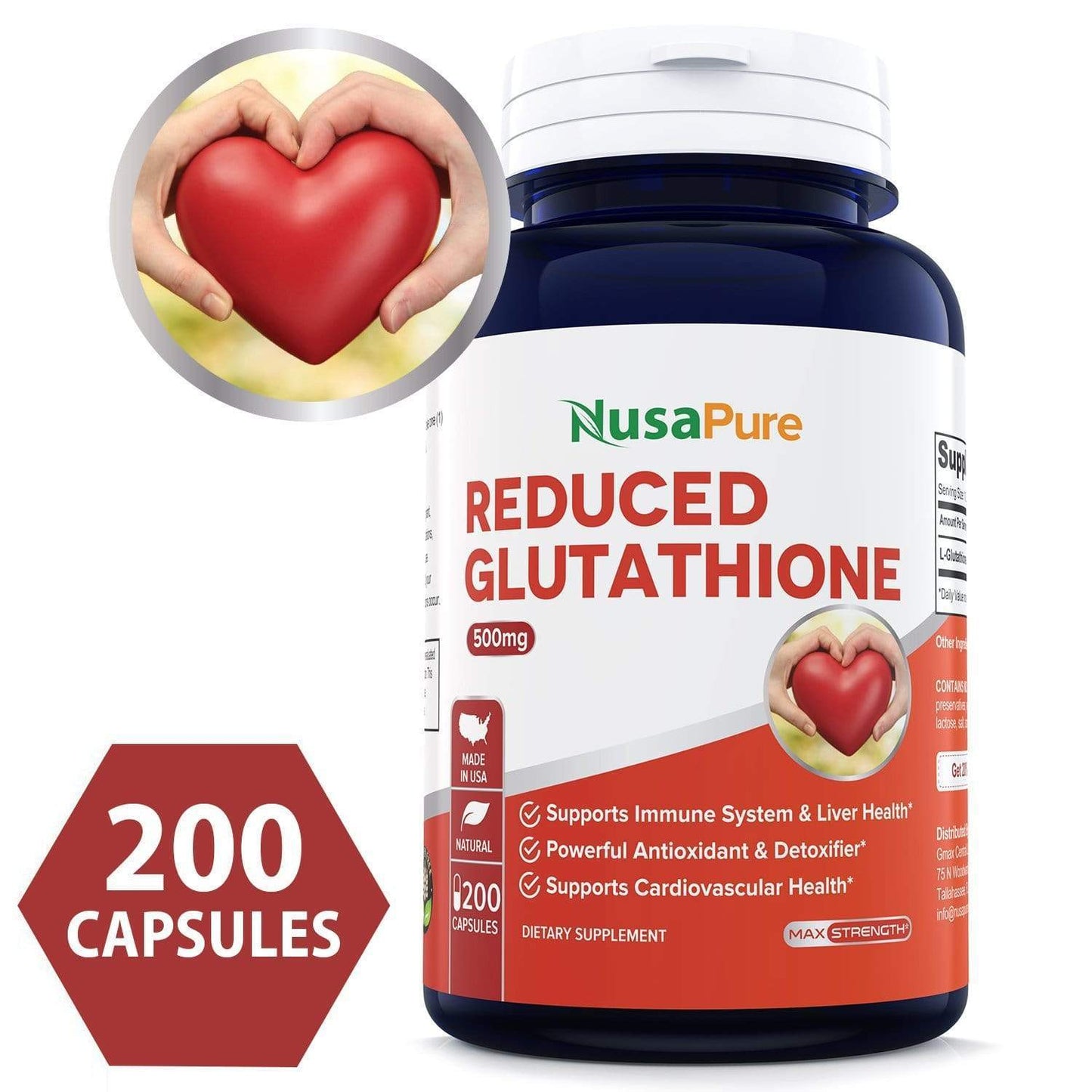 Glutathione 500mg - 200 Capsules Minoustore