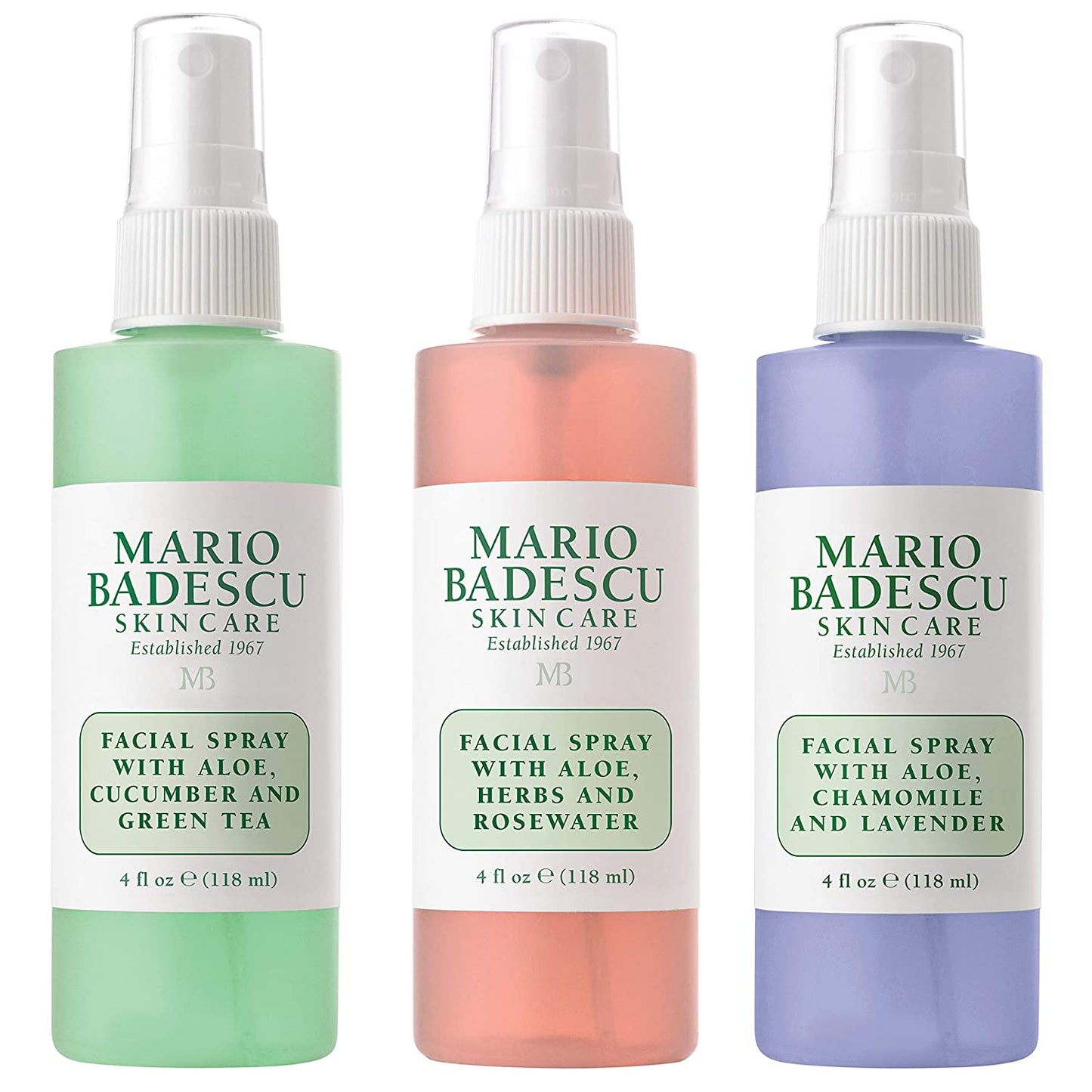 Mario Badescu Spritz Mist and Glow Facial Spray Collection Trio, Lavender, Cucumber, Rose , 4 Fl Oz (Pack of 3) Minoustore