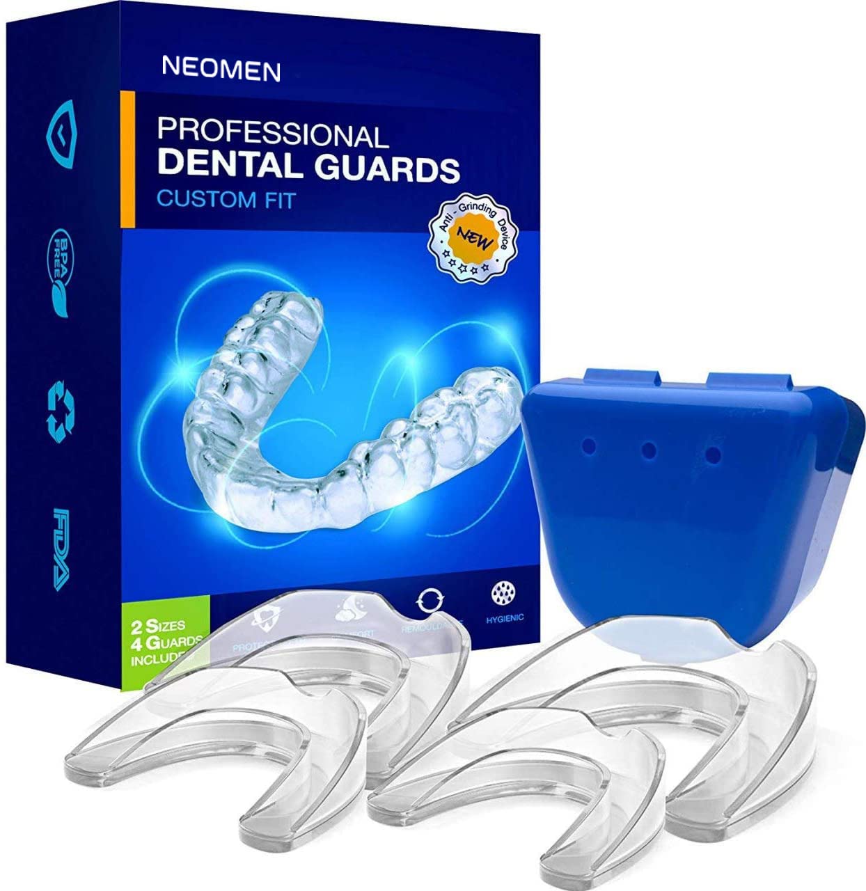 Mouth Guard for Grinding Teeth, Moldable Mouth Guard for Clenching Teeth at Night, Custom-fit Mouth Guard for Bruxism and Teeth Clenching Minoustore