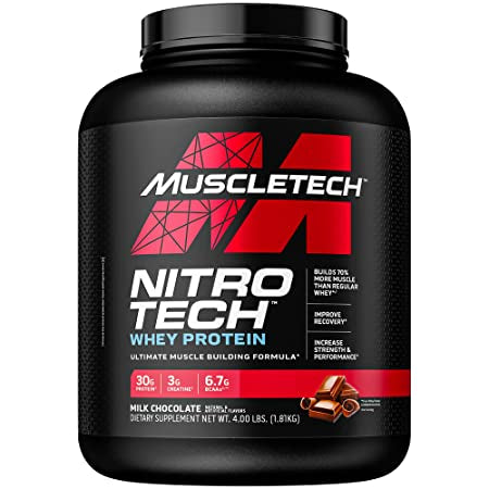 MuscleTech Performance Series Nitro Tech Whey Protein Powder With Whey Isolates & Peptides, Chocolate Flavour Minoustore