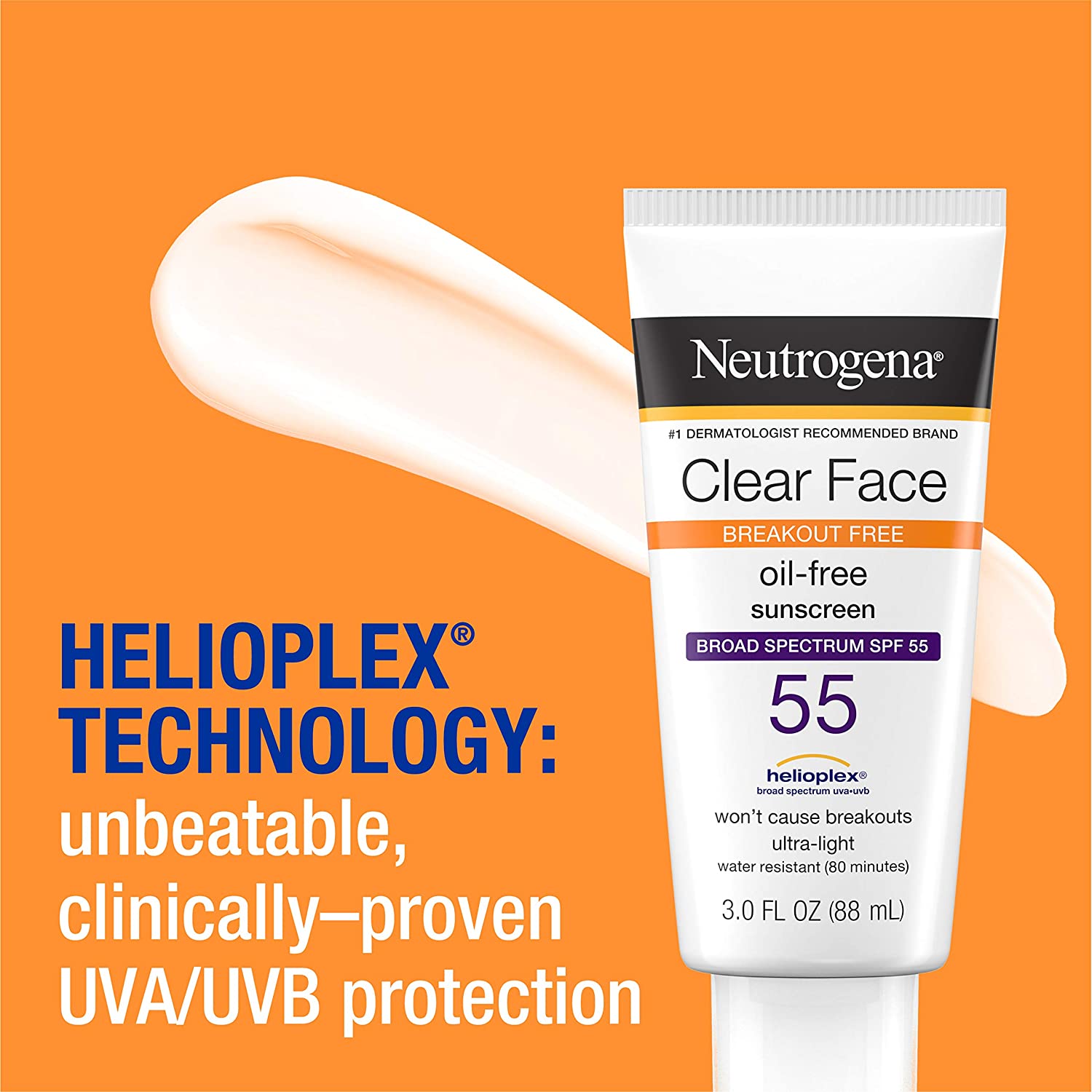 Neutrogena Clear Face Liquid Lotion Sunscreen for Acne-Prone Skin, Broad Spectrum SPF 55 Minoustore