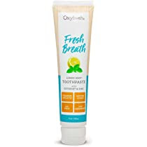 Premium Oxyfresh Lemon Mint Fresh Breath Toothpaste – Low Abrasion Toothpaste for Bad Breath - SLS & Fluoride Free Toothpaste – Anti Plaque & Tartar Control Toothpaste with Essential Oils. 5oz Minoustore