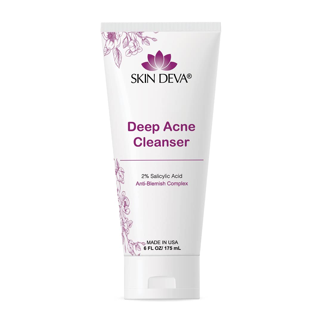 SKIN DEVA Face Wash 2% Salicylic Acid Cleanser with Aloe Vera Including Ideally For Pore Cleanser Blackhead Remover Effective Cleanser Face Wash with Anti Aging Vitamin E Minoustore