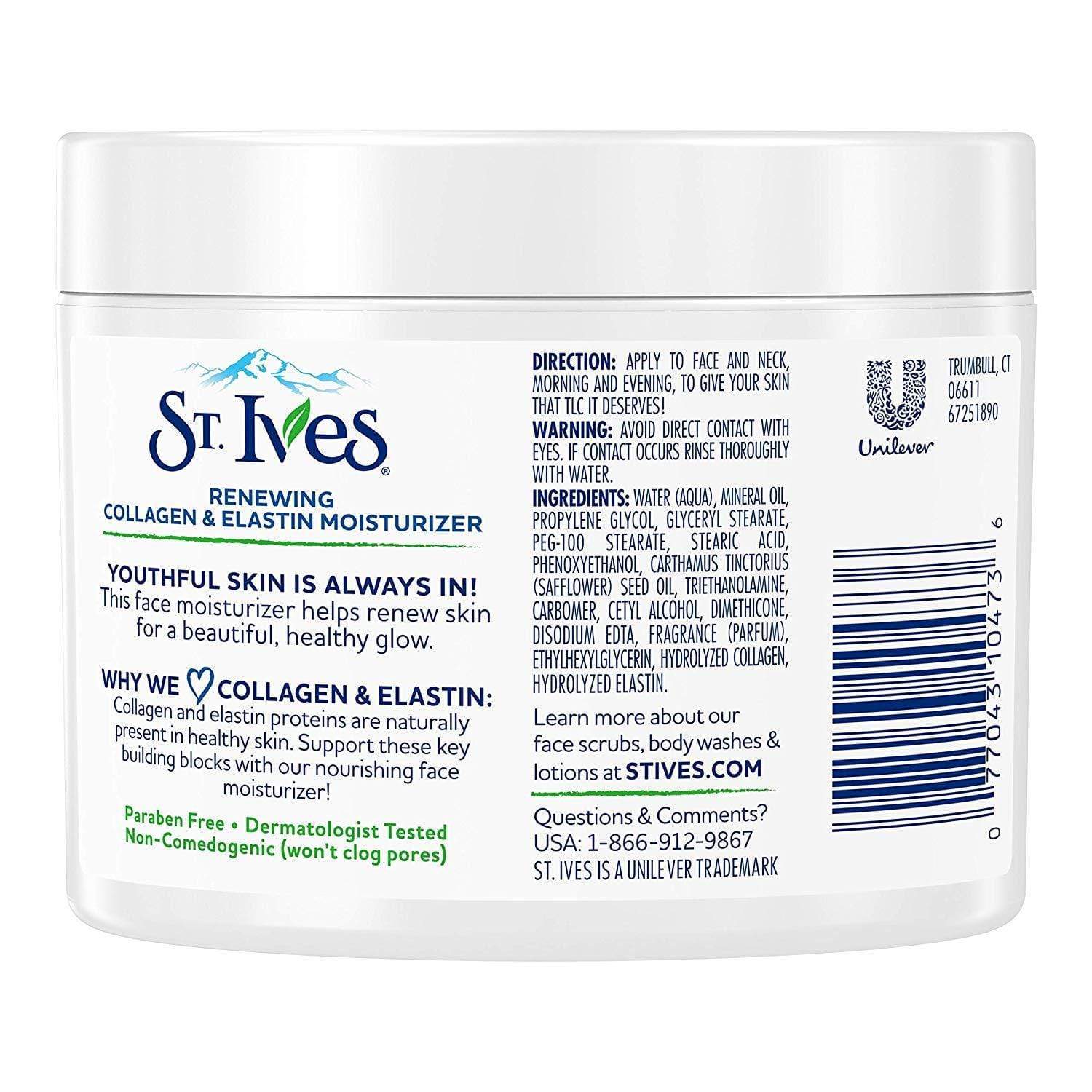 St. Ives Facial Moisturizer for Dry Skin, Collagen Elastin Minoustore