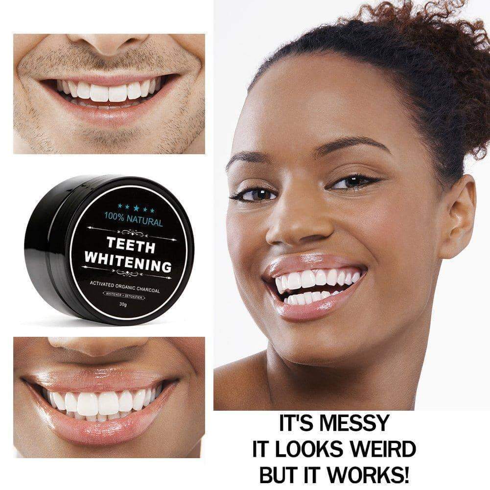 Teeth Whitening Charcoal Powder with Bamboo Brush Minoustore