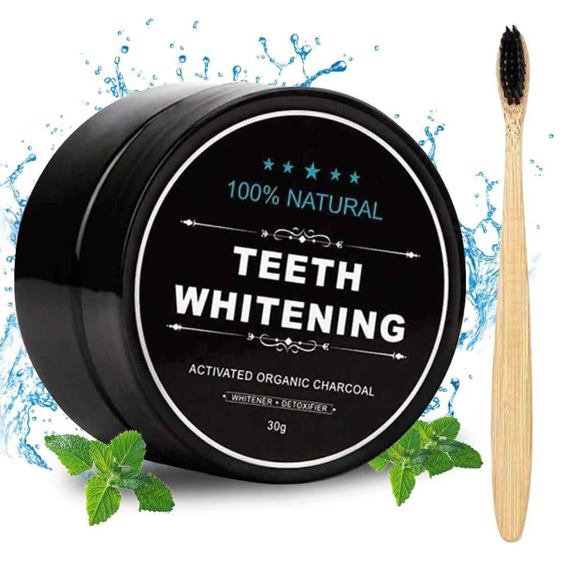 Teeth Whitening Charcoal Powder with Bamboo Brush Minoustore