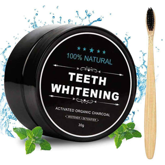 Teeth Whitening Charcoal Powder with Bamboo Brush Minoustore