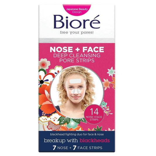 Bioré Nose+Face, Deep Cleansing Pore Strips, 14 Count